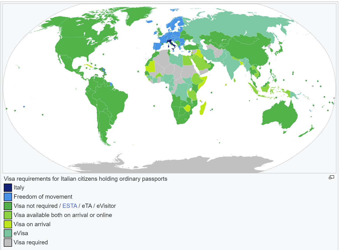 Visa requirements for Italian citiznes