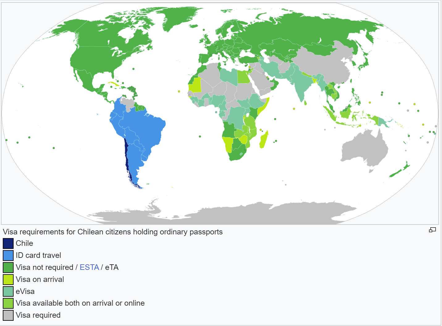 Visa requirements for Chilean citizens